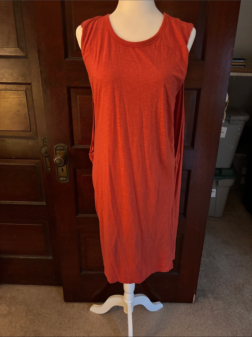 Sleeveless Midi Dress in Burnt Orange